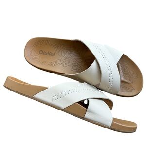Olukai Kipe’a Olu women size 9 slide sandals tan puka